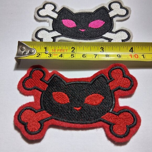 Patches Accessories - Upcycle - patchwork - Bad Kitty - Cross Bones Iron on Patches